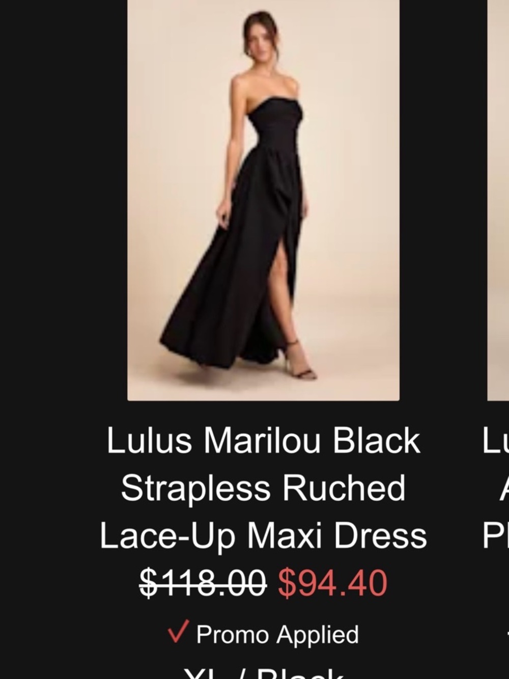 Lulus Strapless Black Ruched Bodice Evening Gown - Picture 2 of 2